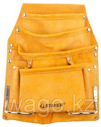 ПОЯС ДЛЯ ИНСТРУМЕНТОВ STAYER 38505, MASTER, КОЖАНЫЙ, 8 КАРМАНОВ, 2 СКОБЫ, фото 2