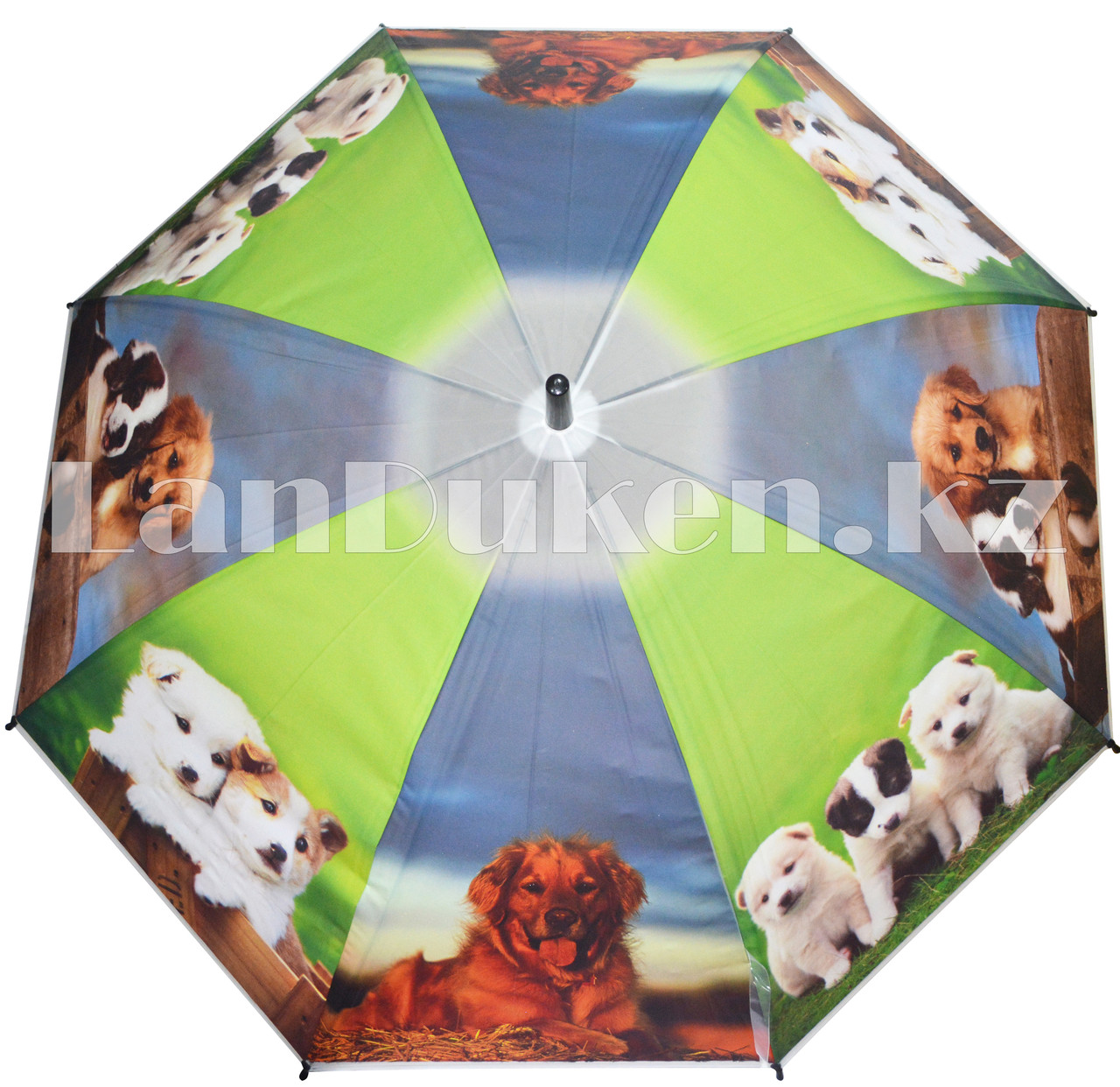 Зонт-трость с принтом (собаки) черная ручка