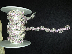 Стразовая лента с розовыми кристаллами,1 м