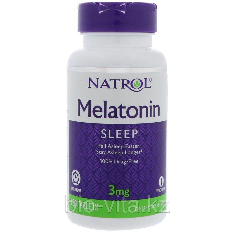 Мелатонин Time Release, 3 мг, 100 таблеток.  Natrol, Мелатонин TR, Time Release, 3 мг, 100 таблеток   Natrol