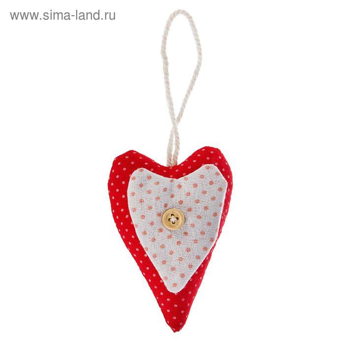 Мягкая игрушка-подвеска "Двойное сердце" с пуговкой, цвета МИКС