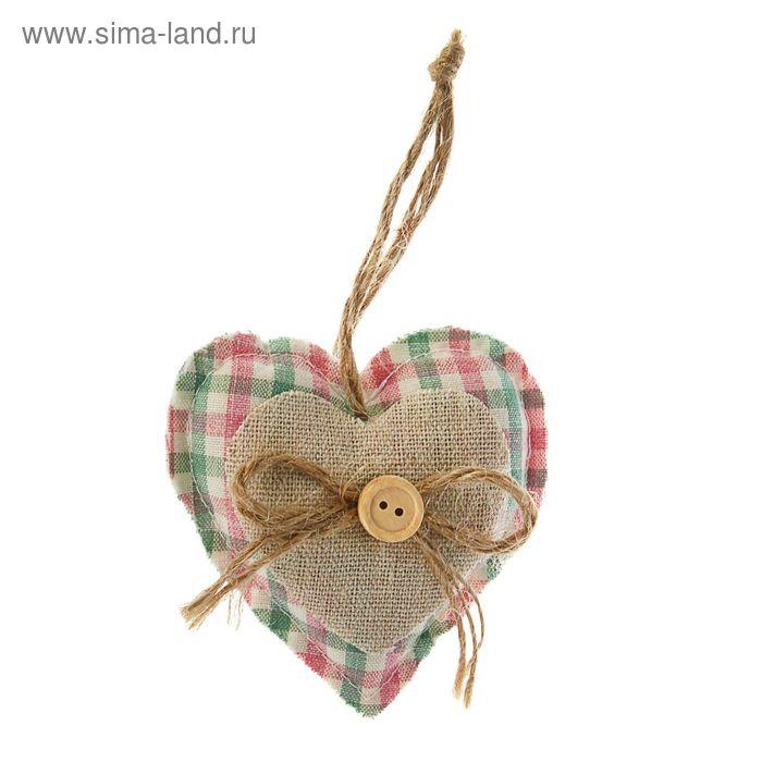 Мягкая игрушка-подвеска "Сердечко" с пуговкой и бантиком, цвета МИКС