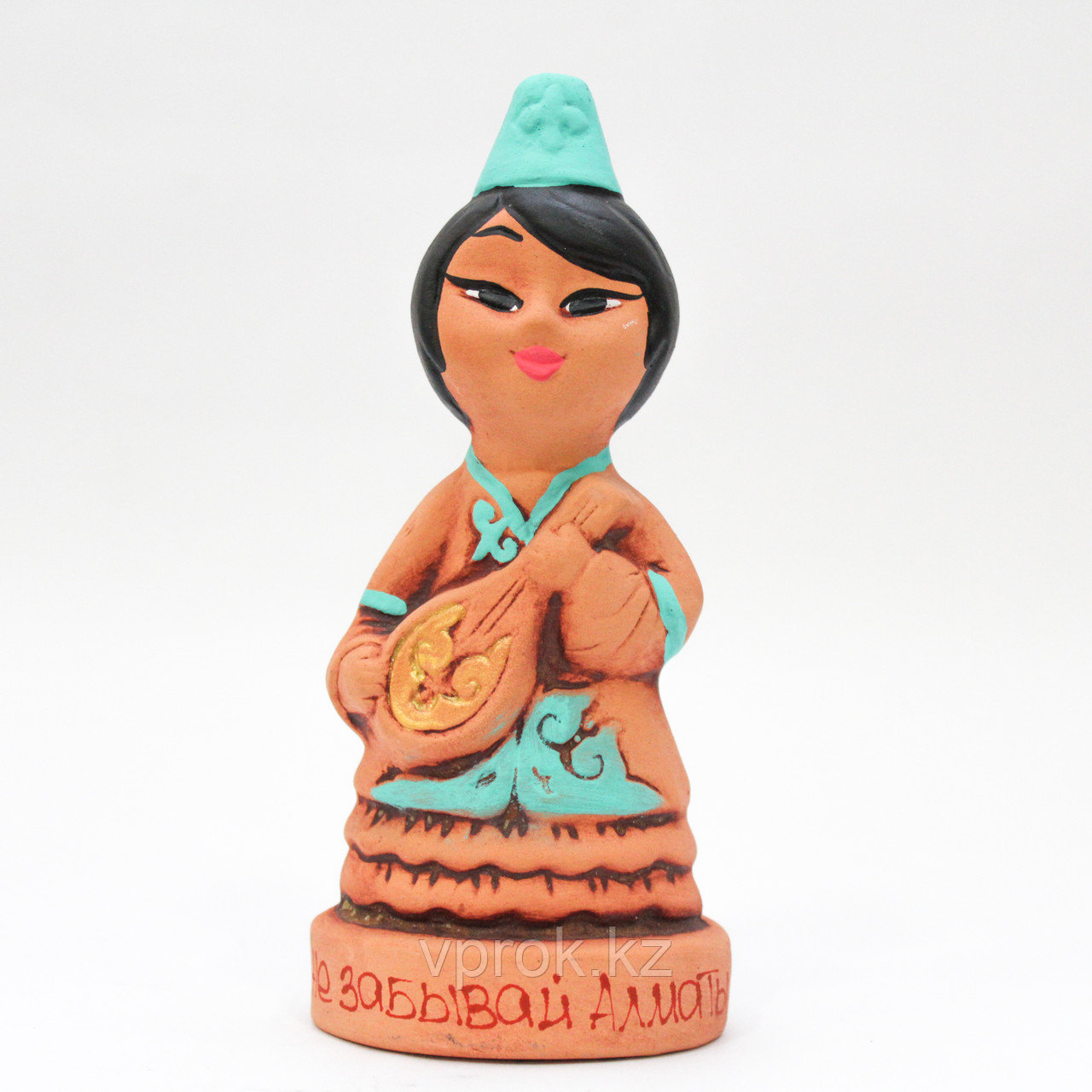 Статуэтка глиняная "Девушка Инкар с домброй", 13 см, фото 1