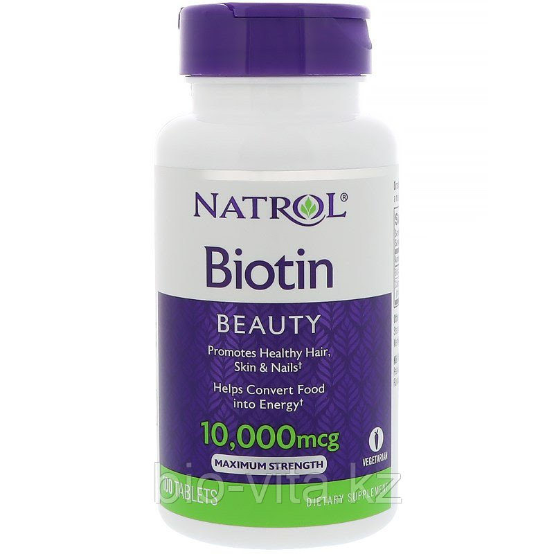 Биотин 10 000 мкг.. Natrol 100 таблеток.
