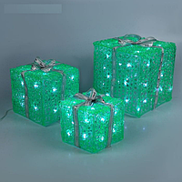 Фигура акрил. "Подарки" Кубы 15, 20 и 25 см, 54 LED, 220V ЗЕЛЕНЫЙ