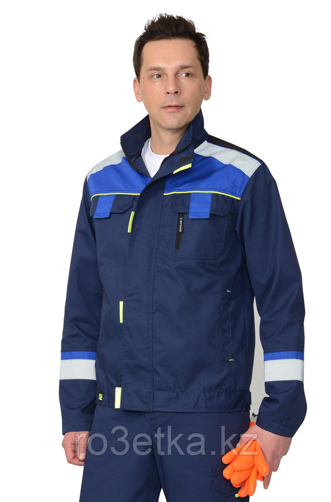 Спецодежда летняя  Куртка "БОСТОН" темно-синий с васильковой и чер. отд.