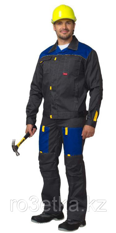 Спецодежда летняя Костюм "ФАВОРИТ": куртка, п/комб. тёмно-серый с васильковым тк.CROWN-230 Спецодежда летняя