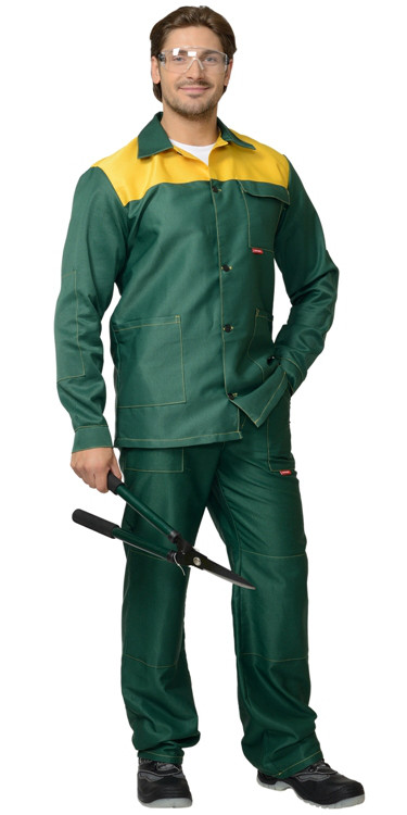 Спецодежда летняя Костюм "СТАНДАРТ": куртка, брюки зелёный с жёлтым, фото 1