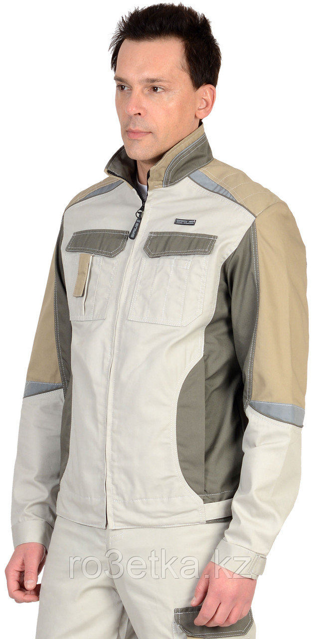 Спецодежда летняя Куртка "КАСПИЙ" молочная с оливой и песочным и СОП Тк. Rodos