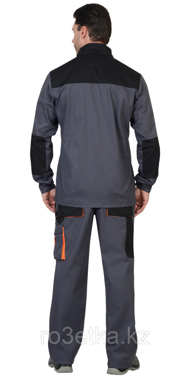 Спецодежда летняя Куртка "МАНХЕТТЕН" длинная темно-серая с оранжевым и черным - фото 2 - id-p47976850