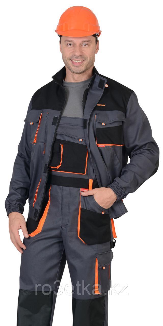 Спецодежда летняя Куртка "МАНХЕТТЕН" короткая темно-серая с оранжевым и черным - фото 1 - id-p47976876