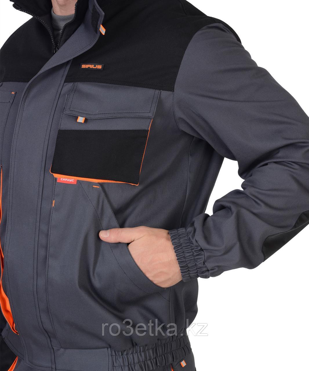Спецодежда летняя Куртка "МАНХЕТТЕН" короткая темно-серая с оранжевым и черным - фото 3 - id-p47976876
