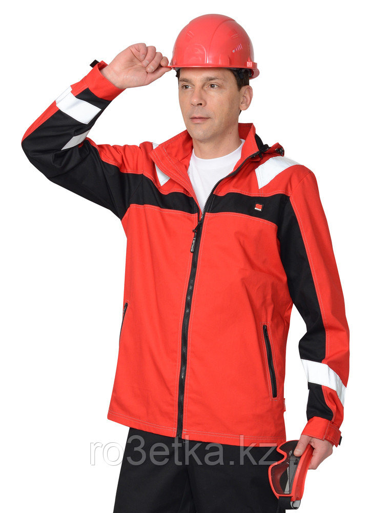 Спецодежда летняя Куртка "Сидней" красная с черным и СОП тк.Rodos (