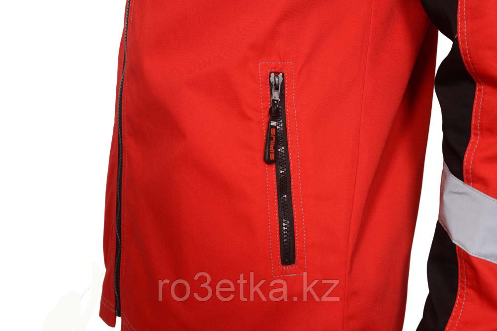 Спецодежда летняя Куртка "Сидней" красная с черным и СОП тк.Rodos ( - фото 3 - id-p47977492