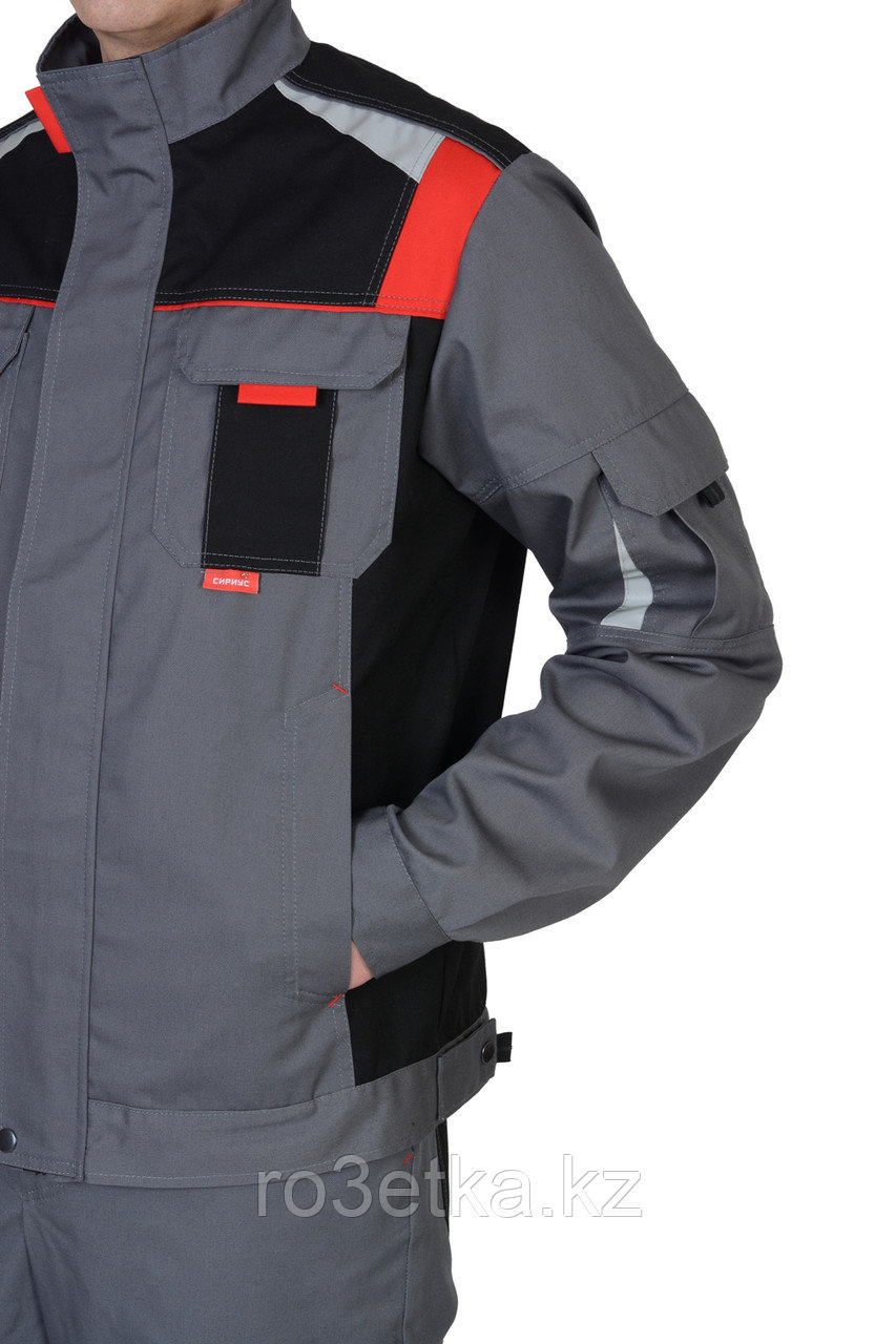 Спецодежда летняя Куртка "СТАН" : ср-серая с черной и красной отделкой - фото 5 - id-p47977540