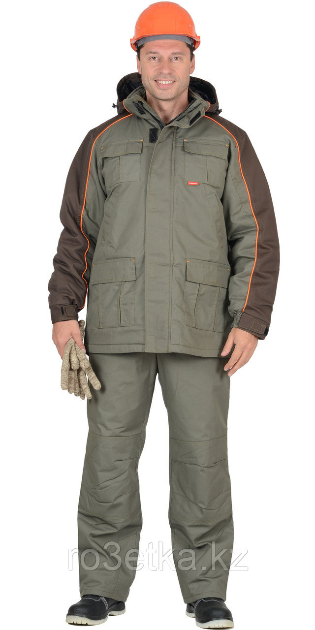 Спецодежда зимняя Костюм "Кобальт": куртка, брюки, оливковый с темно-коричневым