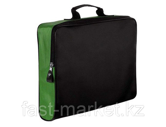 Конференц-сумка на молнии черно-зеленая