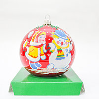 Коллекционный елочный шар, "Снеговик", красный, фото 1
