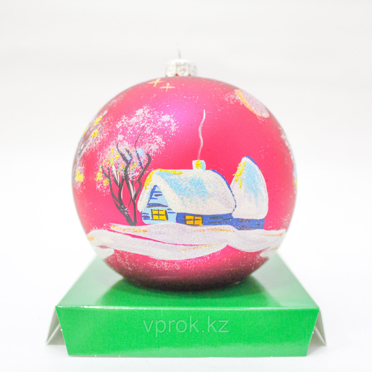 Коллекционный елочный шар, "Домик", розовый - фото 1 - id-p47999476