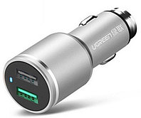 Адаптер автомобильная зарядка QC 3.0, 2хUSB, 2.4А и 3A, 30W (40954) UGREEN