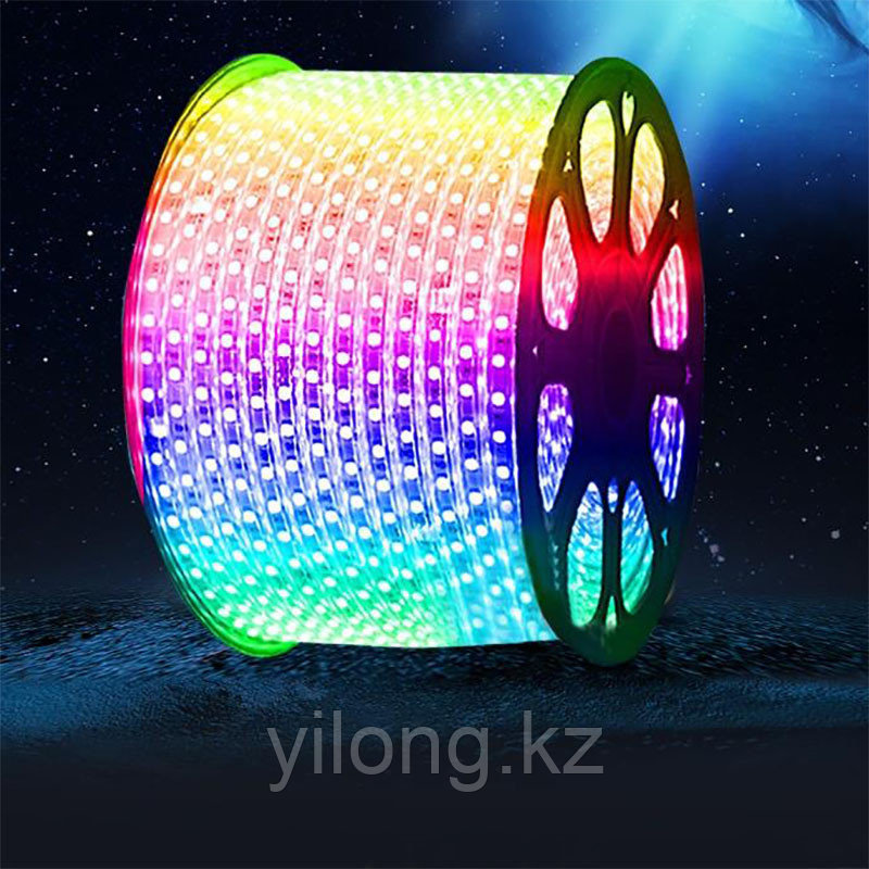 Светодиодная лента (плоский дюралайт) 220v 5050 (RGB) бухта - 100м ...