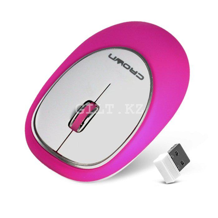 Силиконовая беспроводная мышь Crown CMM-931W Pink
