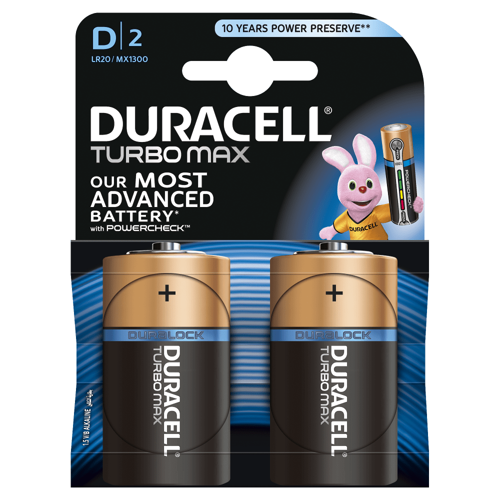 Щелочные батарейки Duracell Turbo Max D