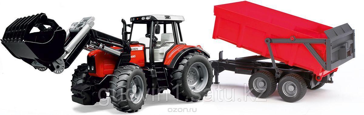 Трактор Bruder Massey Ferguson 7480 с погрузчиком и прицепом 01-138