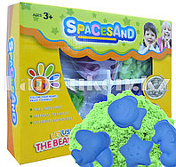 Набор кинетический песок 2 цвета, 2 комплекта игрушек (зеленый)