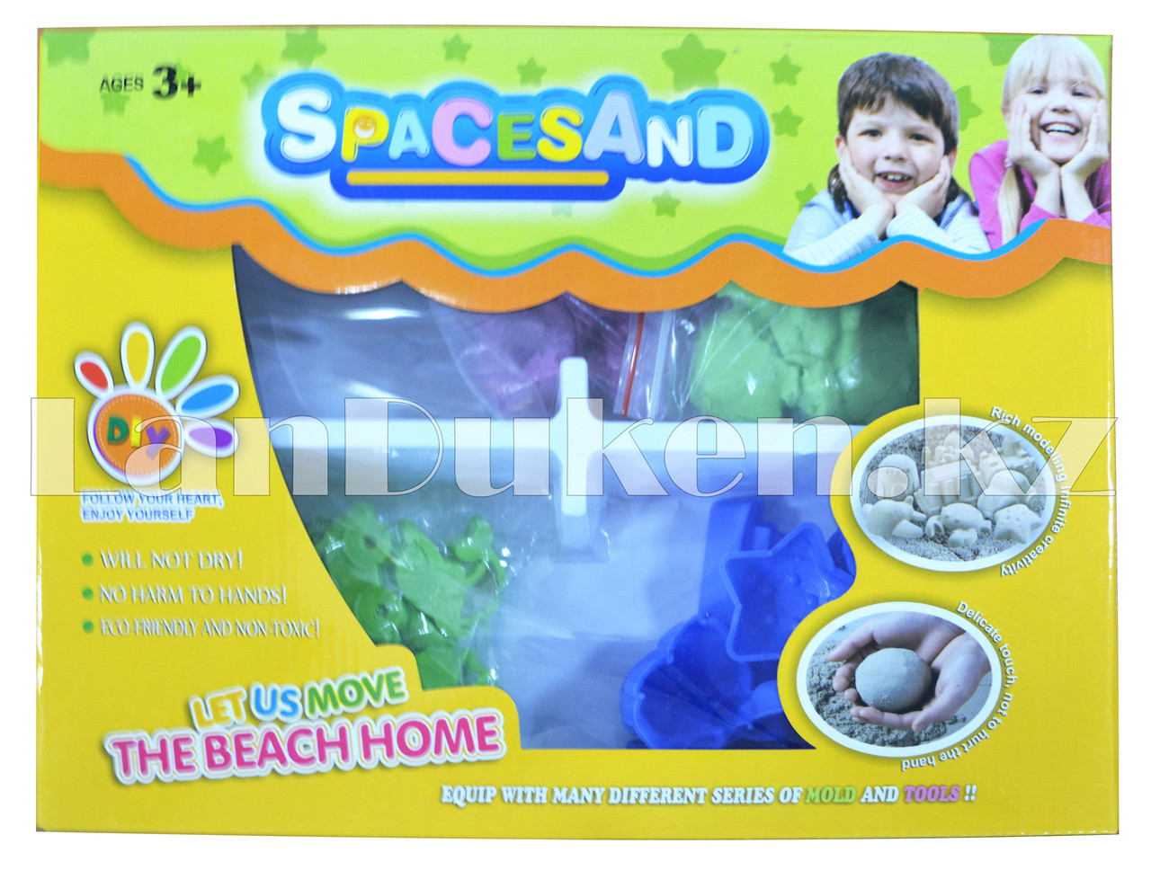 Набор кинетический песок 2 цвета, 2 комплекта игрушек (зеленый) - фото 2 - id-p48293385