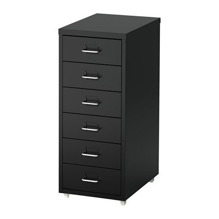Тумба с ящиками на колесах ХЕЛЬМЕР черный ИКЕА, IKEA, фото 1