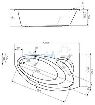 Акриловая ванна Джулианна 160*95 (Правая) (Полный комплект) Ассиметричная. Угловая, фото 2