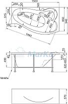 Акриловая ванна Грация 170*100 (Правая) (Полный комплект) Ассиметричная. Угловая, фото 2