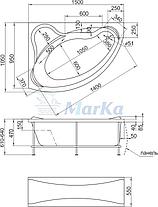 Акриловая ванна Катанья 150*105 см. (Левая) 1 Marka. Россия, фото 2
