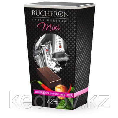 "BUCHERON MINI" горький шоколад с фундуком, мятой и кайенским перцем в картоне, 171 гр