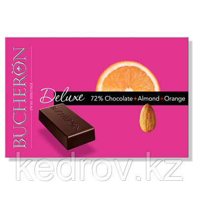 "BUCHERON DELUXE" горький шоколад с миндалем и апельсином в картоне, 95 гр