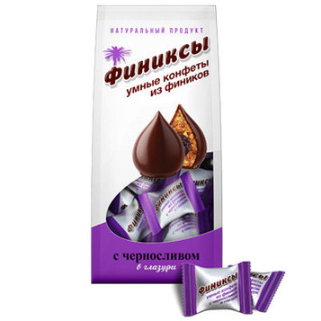 "ФИНИКСЫ" С черносливом в шоколадной глазури, конфеты 180 гр., дой-пак