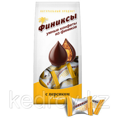 "ФИНИКСЫ" С персиком в шоколадной глазури, конфеты 180 гр., дой-пак