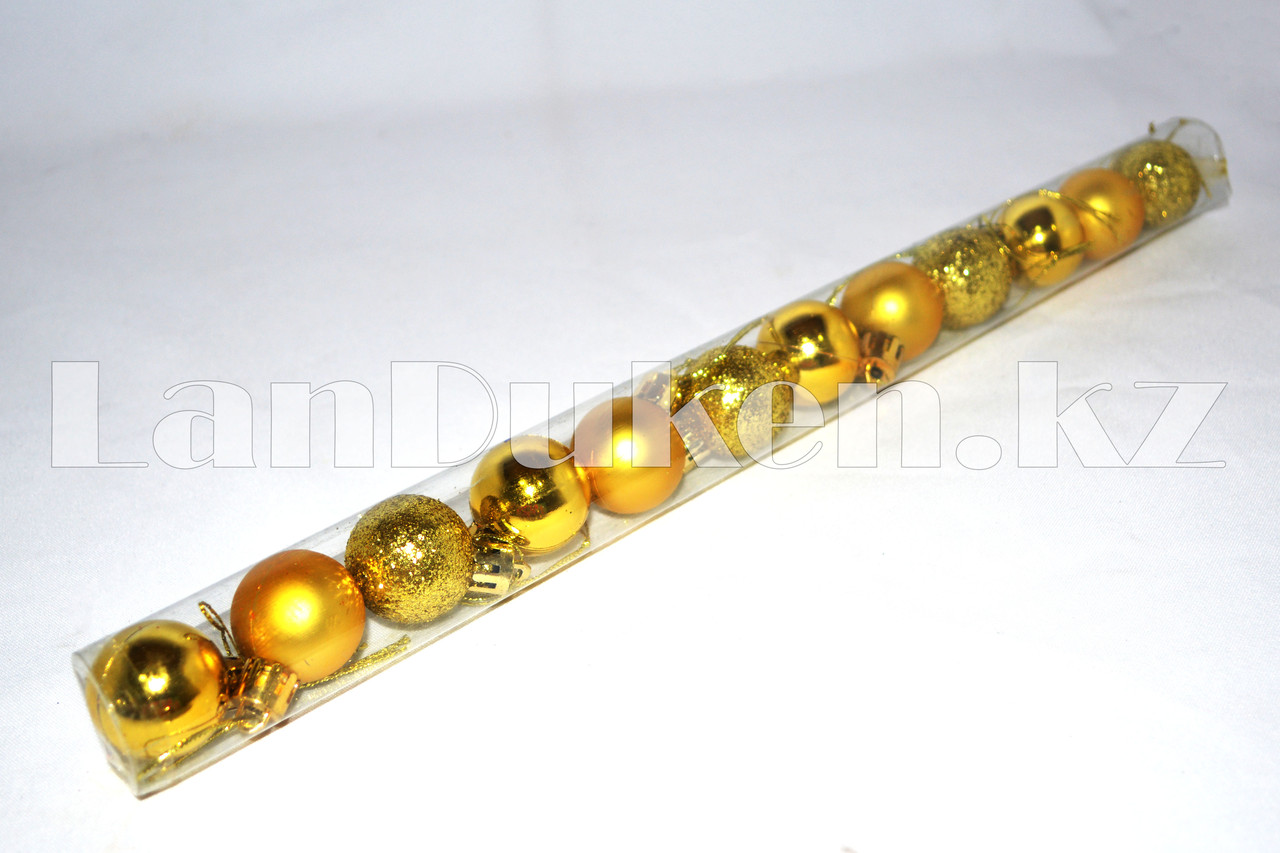Набор елочных украшений для миниатюрной елки 12 шт. (золотой цвет) - фото 1 - id-p48400705