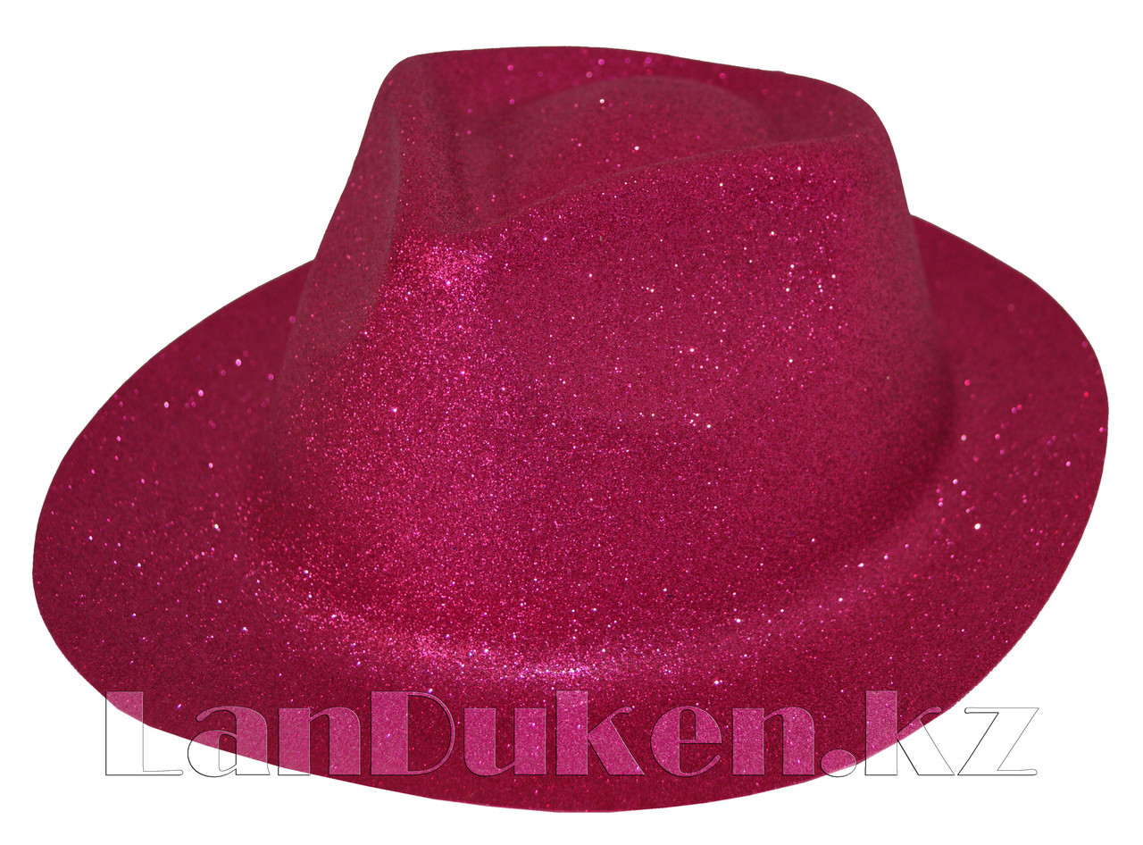 Шляпа федора карнавальная блестящая (розовая)