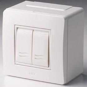 DKC Коробка в сборе с 2-клавишным выключателем, белая