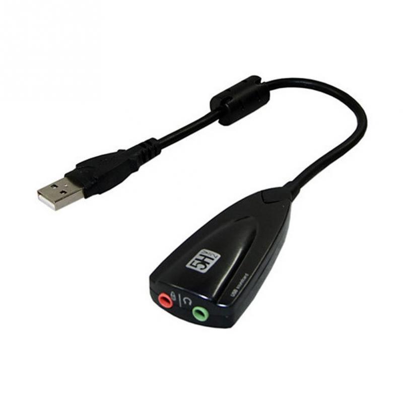 Внешняя звуковая карта 5HV2 (USB sound card) с разъёмами 3,5мм для колонок/наушников и микрофона чёрная - фото 1 - id-p48514526
