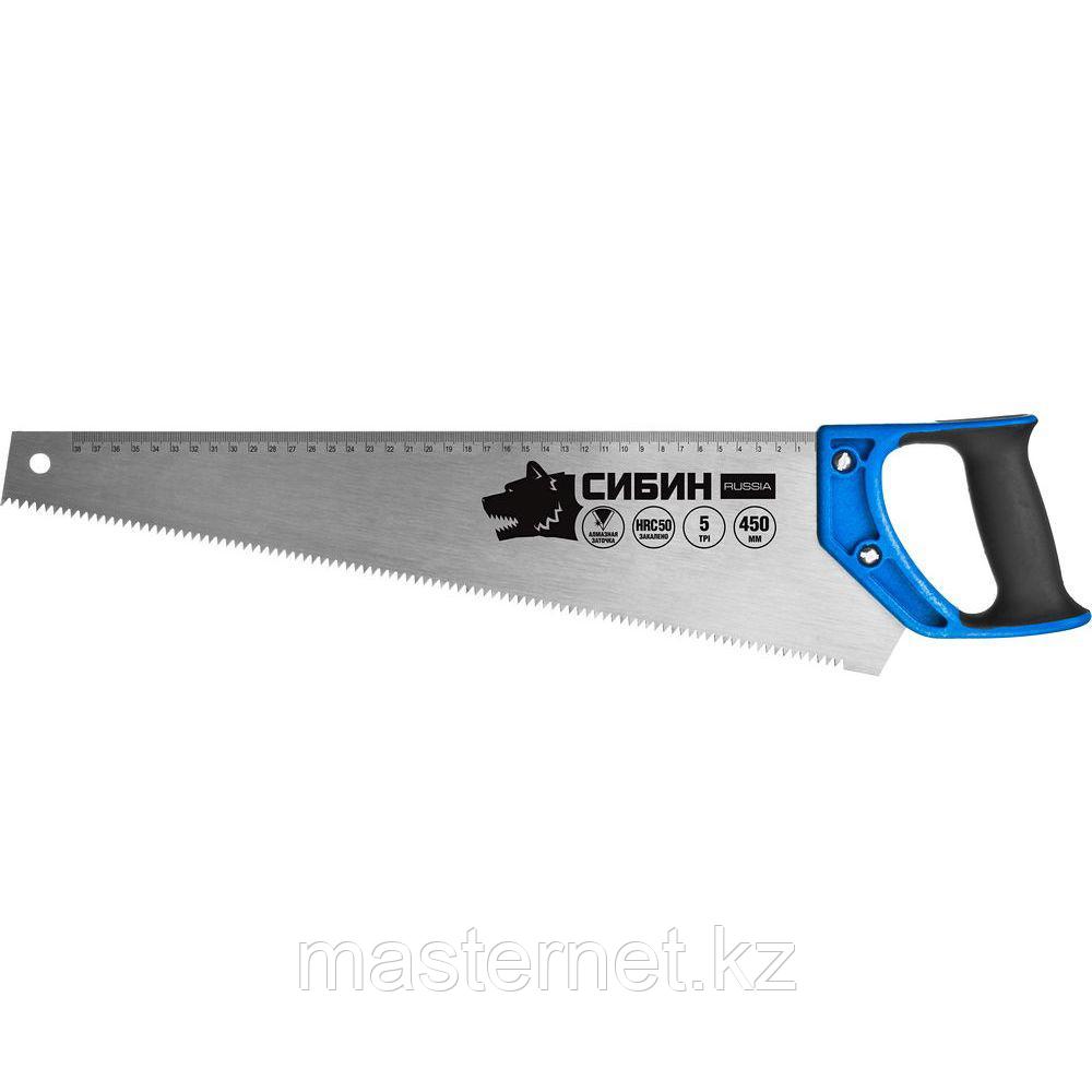 Ножовка по дереву (пила) СИБИН 400 мм, шаг 5 TPI (4,5 мм) - фото 1 - id-p44068308