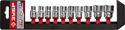 Набор ЗУБР "МАСТЕР": Торцовые головки (3/8") на пластиковом рельсе, Cr-V, 8-19мм, 10 предметов