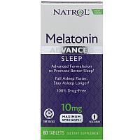 Мелатонин для спокойного сна, максимальное действие, 10 мг, 60 таблеток.  Natrol