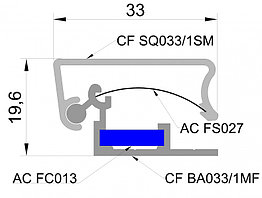Клик жүйесі бар алюминий профилі (жиі ауыстырылатын ақпарат) 33 мм шаршы қимасы 6 м.қамшы