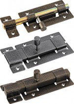 Задвижка накладная усиленная для дверей, квадратный ригель, серебро 3Д-06