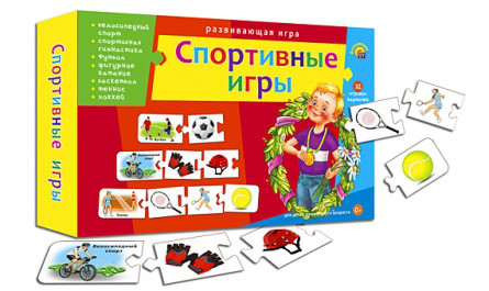 Развивающая игра "Ассоциации цепочкой "Спортивные игры" , 32 игровых карточки, Рыжий кот