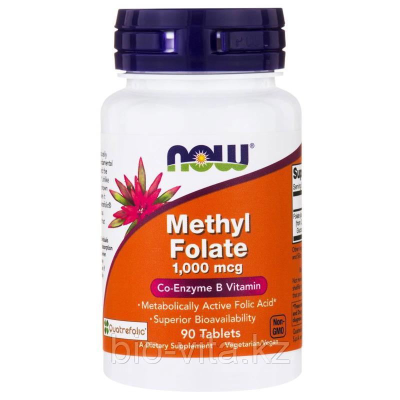 Метил Фолат(самая усвояемая форма фолиевой кислоты), 1,000мкг., 90 таблеток. Now foods