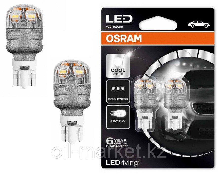 OSRAM Лампа светодиодная LED W5W 12V 1W W2.1x9.5d standart W5W / холодный белый / 6000K - фото 1 - id-p48647648